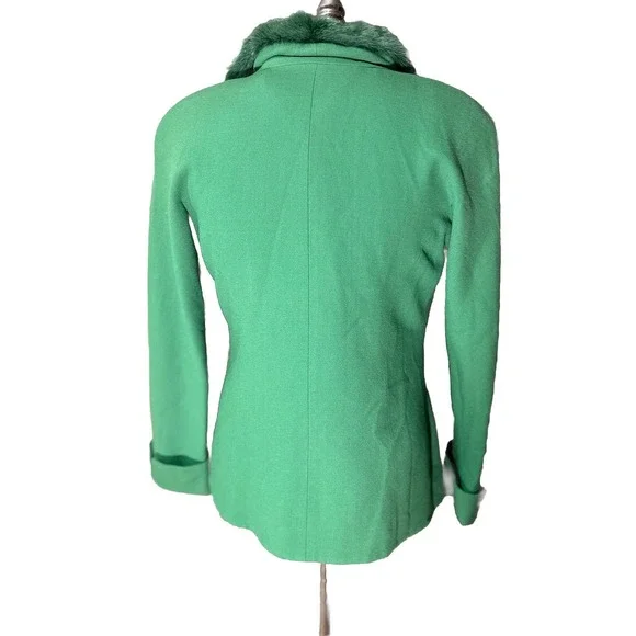 Lily & Taylor Vtg Wool Jacket Mink Womens Sz 16 Kelly Green Blazer Mob Wife EUC Blazers & Suit Jackets